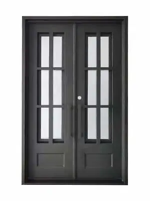 Boyd Double Front Entry Wrought Iron Door Clear Glass 62  X 96  Right Active • $3995