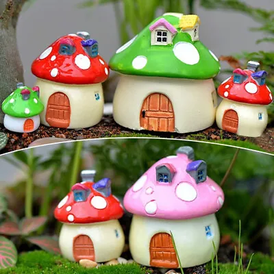 Artificial Miniatures Mushroom Fairy Garden Resin Crafts DIY Accessories Decor • £2.95