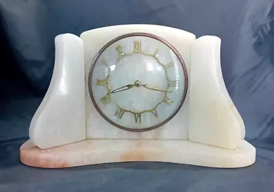 Vintage Art Deco Alabaster Metamec Mantle Clock Fully Working • £32.99