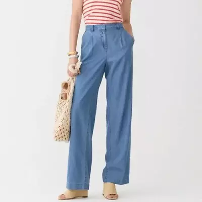 NWT J. Crew Capeside In Lightweight Chambray Pant Size 8 BS857 NEW • $59.99