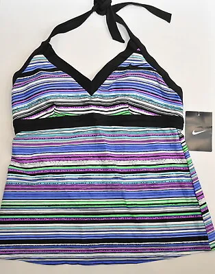 Nike Women's Swimwear Swim Tankini Halter Top Size 6 Striped New  • $23.78