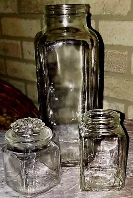 3 Vtg Square Glass Jars • $13