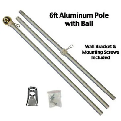 6' 6ft Aluminum Flag Pole Kit With Gold Ball Topper Commerical Residential • $17.76