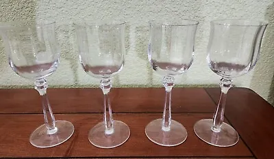 Mikasa Crystal Seville Set/4 Wine Glasses Clear Optic Bowl 7” • $40