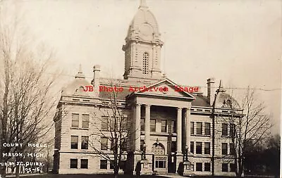 MI Mason Michigan RPPC Court House Entrance View Quirk Photo No 109-15 • $9.99