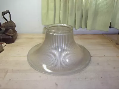 Antique Clear Glass Ribbed Celing Lamp Shade Large End 14 Inch Small End 5 1/2  • $5.99