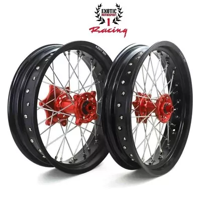 Honda CRF250L 2013-2020 Supermoto Wheels Rims Set 17  3.5/4.25 Red Hub • $614.49