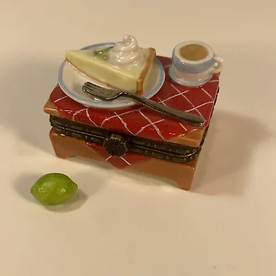 Cooking Club Of America Vintage Key Lime Pie Picnic Porcelain Hinged Trinket Box • $116.99