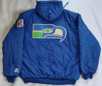 VTG MADE IN USA!! 80's STARTER SEATTLE SEAHAWKS FULL ZIPP WITH HOOD JACKET SZ L • $499.99