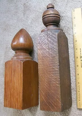 2 Large Vintage Wood Architectural Salvage Finials Victorian Antique Oak Nice! • $64.95