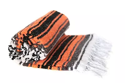 MEXICAN BLANKET TRADITIONAL Soft - ORANGE - 4' X 6' Yoga Mat Southwest Fiesta • $17.99