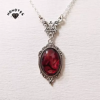 New Gothic Blood Red Quartz Charm Necklace Butterfly Necklace For Women Vampire  • $14.16