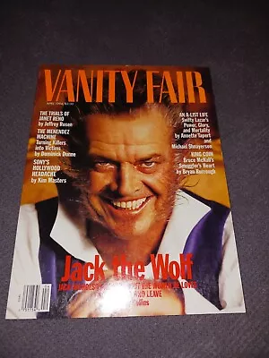 April 1994 Vanity Fair Magazine Jack Nicholson Janet Reno Menedez Bruce McNall • $9
