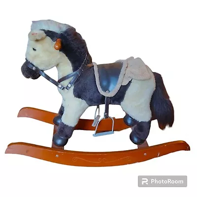 Vintage Kids Ride On Happy Trails Haley Plush Rocking Horse READ Wood Western • $29.95