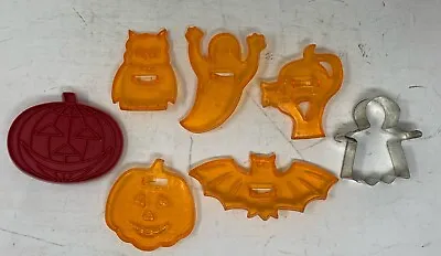 7 Vintage Halloween Cookie Cutters Jack-o’-lanterns  Ghosts Cat Bat & Owl • $13.49