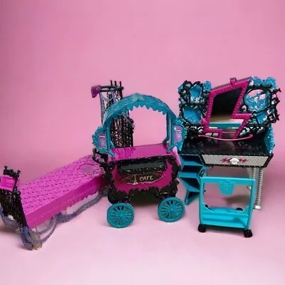Monster High Furniture Bundle Spectra Bed Frankie Vanity Cafe Cart City • $29.99