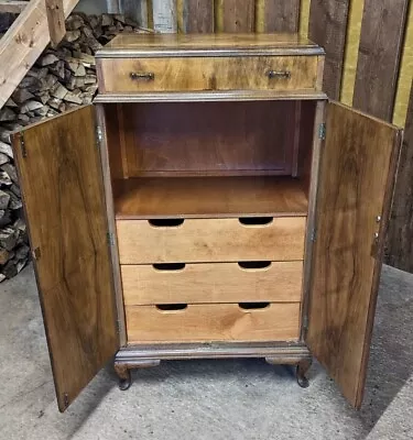 Vintage 20thC 1930's Deco Walnut Tall Boy Chest Of Drawers Cabriole Legs • £450