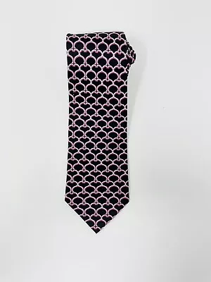 Mens Vera Bradley For Beakgaard Neck Tie Woven Printed Silk Pink Black Geometric • $18.50