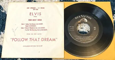 Elvis Presley: Follow That Dream 45 EP RCA/US EPA 4368 W/rare Promo Sleeve NM/VG • $195.99