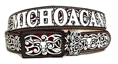 Men's Michoacan Western Leather Belt Cowboy Rodeo Belt. Cinto Vaquero Michoacan • $59.99