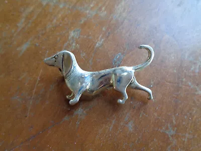 Vintage Jezlaine Sterling Silver Dachshund Weiner Dog Brooch Pin  .925 • £28.91