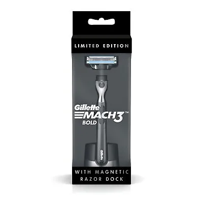 Gillette MACH3 Bold + Magnetic Razor Dock (1 Pc) Black Heavy Stylish • $18.76
