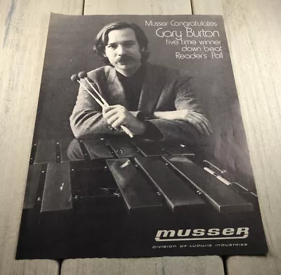 1971 Jazz Vibraphonist Gary Burton Photo Musser Vibraphone Vintage Print Ad • $8.95