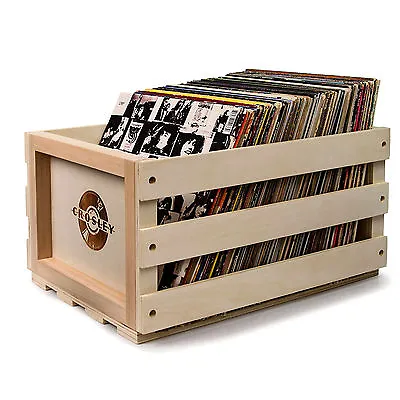 New CROSLEY LP RECORD STORAGE CRATE SOLID WOOD RETRO DESIGN  • $45.99