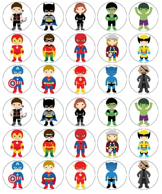 Marvel Superheros X 30 Cupcake Toppers Edible Wafer Paper Fairy Cake Toppers • £2.70