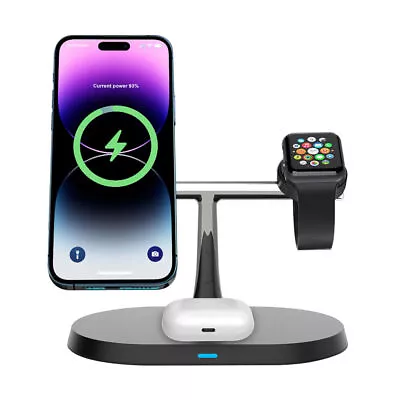 3in1 Wireless Charger Dock Magnetic Station For Apple Watch Ultra 8 7 IPhone 15 • £17.99