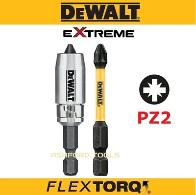 £8.96 • Buy DeWALT Extreme FLEXTORQ Screwdriver 2 Bit Set PZ2 Magnetic Screw Lock Bit Holder