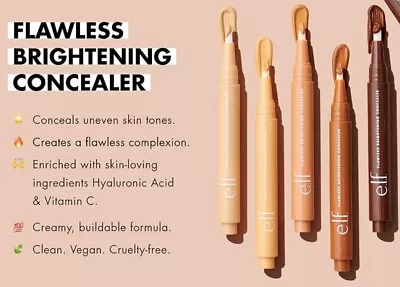 3 Pack E.l.f. Flawless Brightening Concealer Illuminating TAN 41 W 0.07 FL OZ • $14.99