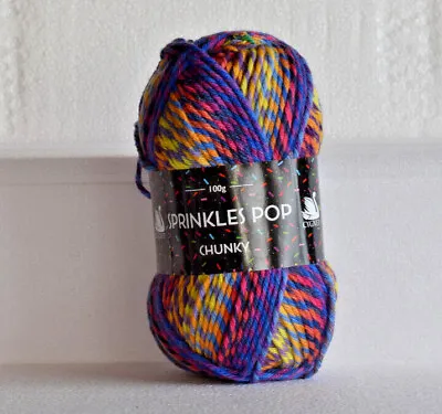 Cygnet Wool Sprinkles Pop Chunky 100% Acrylic Knitting Yarn 100g Ball - Crochet • £5.49