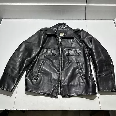 Vintage Leather Police Motorcycle Jacket Mens 42 Buco Style Genuine Cow Hide • $320