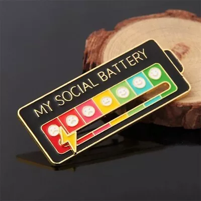 2pcs Social Battery Mood Enamel Piercing Brooch Pin Collar Badge Corsage • $5.99