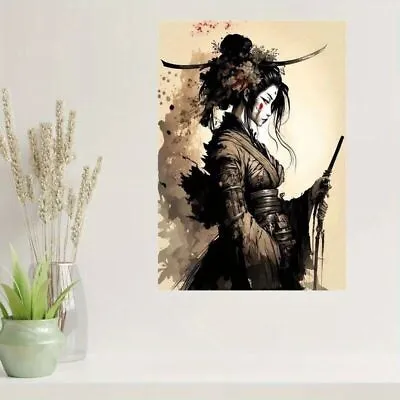 Stunning Japanese Geisha Samurai Woman Canvas Art Painting Poster Print Unframed • £19.50