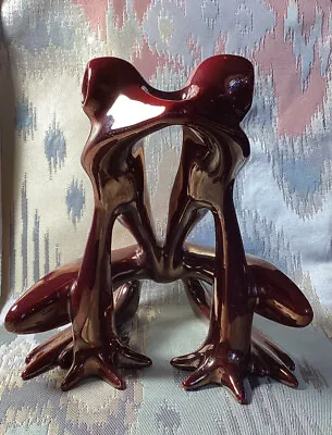 $295 • Buy Zsolnay Hungary Large Red Deco Frog Iridescent Eosin Porcelain Figurine EUC