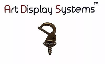 Art Display Systems Medium Antique Brass Security Cup Hook–Pro Quality–10 Pack • $11.99