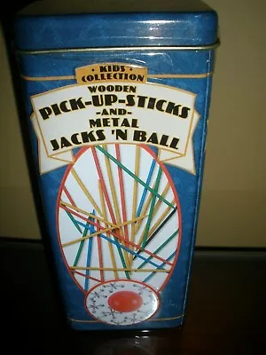 NEW Kids Collection Wooden Pick-Up-Sticks & Metal Jacks N Ball In Tin • $16.99