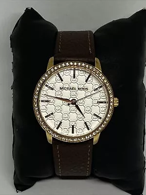 Michael Kors Lady Nini MK3183 Women Brown Leather Analog Dial Quartz Watch EY662 • $59.99