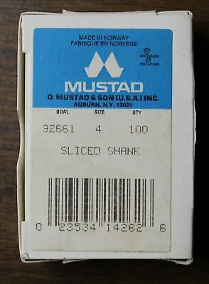 Vintage Mustad 92661 Size 4 Sliced Shank Hook Made In Norway Mustad & Son USA • $12.99