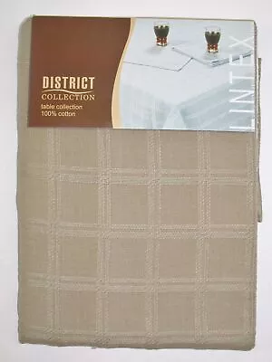 Lintex 100% Cotton Tablecloth ~ District Collection Taupe ~ 70  Round **NEW** • $12.99