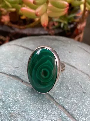 Malachite Gemstone Handmade 925 Sterling Silver Jewelry Delicate Ring All Size • $12.99