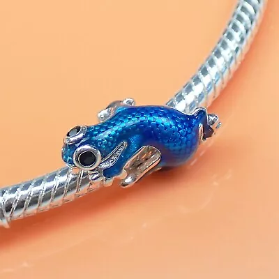 Blue Lizard S925 Bracelet Charm For 3mm Snake Chain FAST UK DISPATCH • £9.99