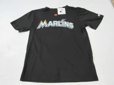 New-Minor Flaw-Miami Marlins Mens Size M Majestic Coolbase Polyester Black Shirt • $12.59