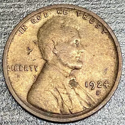 1924 S Wheat Cent Better Date Nice Details Cleaned Damaged • $6.40