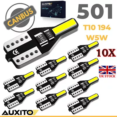 10X T10 Led 501 SideLight White Bulbs Car Error-Free Canbus Xenon W5w Indicators • £6.59