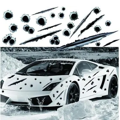 $6.98 • Buy New Car Stickers 3D Bullet Hole Car Stickers Scratch Realistic Waterproof Decals