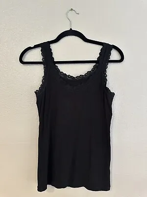 Women's Silk Sleeveless Babette Tank Top Black • $4.99