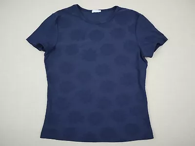 J. McLaughlin Shirt Women Large Navy Shadow Floral Short Sleeve Pullover Stretch • $34.99